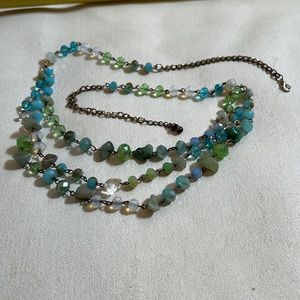 Natural stone silver tones chocker necklace chocker layers